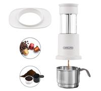 Kavolet Cafetière Manuelle Portable 2 en 1 pour Voyage Barista Partout 10 à 15 Machine à café Pression pour la Maison et L'extérieur Tasse en Acier Inoxydable - Idéal les Amateurs de café (Blanche)