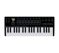 Kavolet Contrôleur de Clavier MIDI 37 Touches avec 16 Pads RVB 8 Boutons 4 Faders Moteur de Synthétiseur pour la Production Musicale DAW PC, ABS Noir, Clavier Portable 37 Touches pour les Amateurs