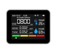 Kavolet Moniteur de qualité de L'air WiFi Intelligent Multifonctionnel avec écran Couleur, Alarmes Personnalisées, Détecteur CO2 PM2,5 pour Application, Analyseur Climat Intérieur pour Maison