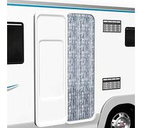 Kavolet Rideau de porte en chenille - 120 x 220 cm - Protection contre les insectes - En peluche - Pour camping, caravane - Blanc et gris