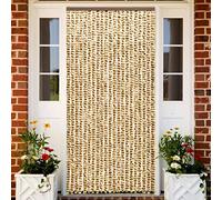 Kavolet Rideau de porte en chenille, 90 x 220 cm, anti-insectes, en peluche, pour camping, caravane - Beige et marron