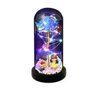 Kavolet Rose Lumineuse Magique, beauté éternelle, Fleur éternelle, Cadeau Romantique pour Femme, Surprise d'anniversaire, Dôme en Acrylique ABS, Décoration de Chambre, Rouge/Violet, Atmosphère de