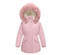 KAVRIL Doudoune Filles Manteau Automne Hiver Epaisse Chaud Manteau Arc Blouson Enfant Veste Fausse Fourrure,4-5 ans/Taille 120 CM,Rose