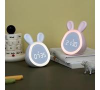 Kavrl-Mini Lapin De Dessin Animé Led Réveil Veilleuse Pour Étudiants Dortoir Affichage Numérique Enfants Réveil Lumière Usb Charge,Pink