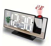 KAVRL-Réveil À Projection Multifonction, Horloge Lumineuse Intelligente Pour Chambre À Coucher, Grand Écran, Horloge Numérique 180 ¿ Projec De Dos Et De Plafond,D2363-Wg