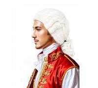 Kavsni Perruque coloniale historique style régence blanche pour homme George Washington
