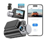 KAWA Voiture Caméra Avant et Arrière 4K, Commande Vocale, Carte 64 Go Incluse, Wi-FI 6 Double Dashcam, GPS Intégré, Écran IPS 5 cm, 2K HDR, Moteur NightEagle, Mode Parking 24 Heures