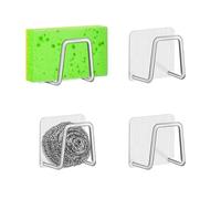 KAWAAN 4 PCS Porte-Éponge Autocollant en Acier Inoxydable, Porte Eponge Cuisine Evier Crochet, Support Eponge Evier Cuisine INOX Crochet, Support pour Éponge de Cuisin, Organisateur D'évier