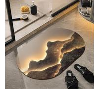 Kawaboss Tapis de Bain antiderapant Motif des Sommets des Montagnes 3D Tapis de Bain diatomite Ovale Tapis Salle de Bain Absorbant Tapis de Bain Pierre simplicité Moderne