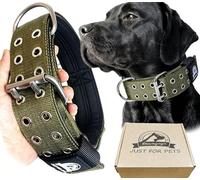 Kawagogo Collier Robuste pour Chiens de Grande Taille, Collier de Dressage Tactique Militaire avec poignée, épais, Solide et Durable (43,2 à 55,9 cm, Vert Kaki)