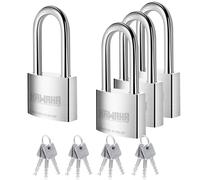 KAWAHA 41/40L-4PS Cadenas à anse longue en acier inoxydable haute sécurité avec clé en acier inoxydable pour une utilisation en intérieur et extérieur (robuste, antirouille) (40 mm, clés identiques L)