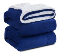 KAWAHOME Couverture d'hiver en polaire Sherpa super douce, extra chaude et épaisse - 500 g/m² - Pour canapé, sofa et lit - 167,6 x 228,6 cm (bleu marine)
