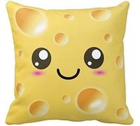 Kawaii Adorable Happy Yellow Cheese Oreillers Décoratifs Taie D'oreiller Housse De Coussin Carrée Pour La Maison Ou Le Canapé 45,7 X 45,7 Cm Un Côté
