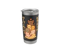 Kawaii Axolotl Pyramide Anime Lettres Japonaises Mignon Gobelet isotherme en acier inoxydable double paroi