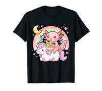 Kawaii Axolotl Riding Unicorn Eating Ramen Rainbow Anime T-Shirt