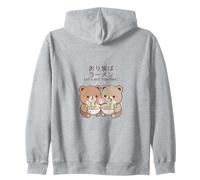 Kawaii Bear Cubs Let's Eat Together Motif Nouilles japonaises Sweat à Capuche