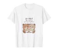 Kawaii Bear Cubs Let's Eat Together Motif Nouilles japonaises T-Shirt