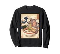 Kawaii Bébé Hippopotame Mangeant Ramen Nouilles Bol Mignon Anime Sweatshirt