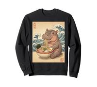 Kawaii Bébé Hippopotame Mangeant Ramen Nouilles Bol Mignon Anime Sweatshirt