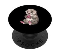 Kawaii Bébé Loutre de mer Tenant Une étoile de mer PopSockets PopGrip Adhésif