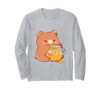 Kawaii Bébé Ours Manger dans Un Pot De Miel Mignon Drôle Art Manche Longue