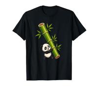 Kawaii Bébé Panda Embrassant Gros Bambou Vert T-Shirt