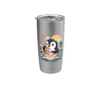 Kawaii Bol Ramen Pingouin Vagues Océan Coucher de Soleil Gobelet isotherme en acier inoxydable double paroi