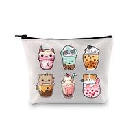 Kawaii Bubble Tea Trousse de maquillage Chat Boba Tea Lover Cadeau Bubble Tea Fille Cadeau Boba Boba Sac à cosmétiques, Chat Bubble Ku, Mode