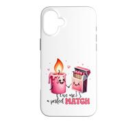 Kawaii Candle Boîte d'allumettes We are A Perfect Match Coque pour iPhone 16 Plus
