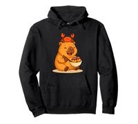 Kawaii Capybara avec Crabe Mangeant Takoyaki Nourriture Japonaise Sweat à Capuche