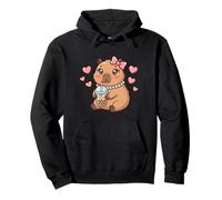Kawaii Capybara Coquette Bow Boba Boba Tea Lover Girls Kids Sweat à Capuche