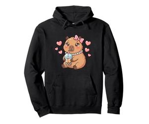 Kawaii Capybara Coquette Bow Boba Boba Tea Lover Girls Kids Sweat à Capuche