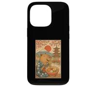 Kawaii Capybara Mangeant des Nouilles Ramen avec Sakura et Fuji Coque pour iPhone 13 Pro