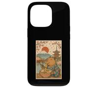 Kawaii Capybara Mangeant des Ramen avec des Fleurs de Cerisier Mont Fuji Coque pour iPhone 13 Pro