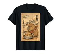 Kawaii Capybara Mangeant des Ramen regardant Le Drame Japense Art T-Shirt Graphique avec Valeur