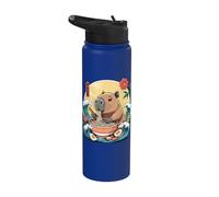 Kawaii Capybara mangeant des ramen - Vagues du bol Stainless Steel Insulated Water Bottle