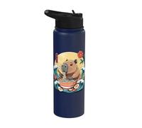 Kawaii Capybara mangeant des ramen - Vagues du bol Stainless Steel Insulated Water Bottle