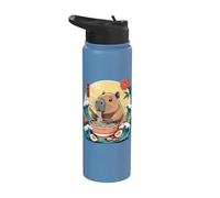Kawaii Capybara mangeant des ramen - Vagues du bol Stainless Steel Insulated Water Bottle