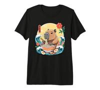 Kawaii Capybara Mangeant des Ramen - Vagues du Bol T-Shirt Haut de Gamme