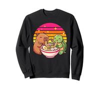 Kawaii Capybara Turtle Ramen Soupe de Nouilles Rétro Coucher de Soleil Sweatshirt
