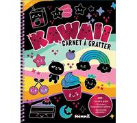 Kawaii - Carnet à gratter - Avec 1 carnet à gratter, 25 stickers holographiques pailletés, des activités amusantes ! - Collectif - Hemma - relié - Carnet (de voyage, intime, de notes)