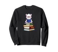 Kawaii Cartoon Kids Girls Books Reading Polar Bear Lover Sweatshirt