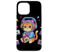 Kawaii Cat 80s Lecteur Cassette Musique Kitty Coque pour iPhone 13 Pro Max