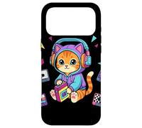 Kawaii Cat 80s Lecteur Cassette Musique Kitty Coque pour iPhone 17 Pro Max