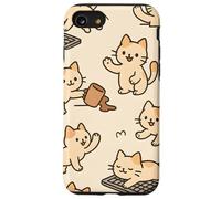 Kawaii Cat Cartoon Funny Mischief Kitty Chaos Pattern Coque pour iPhone SE (2020) / 7/8
