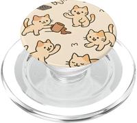 Kawaii Cat Cartoon Funny Mischief Kitty Chaos Pattern PopSockets PopGrip pour MagSafe
