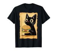 Kawaii Cat Eating Burger Cute Anime Kitty Slice T-Shirt