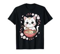 Kawaii Cat Eating Ramen Cute Japanese Food Humor T-Shirt