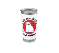 Kawaii Cat Ghost J'aime vraiment Mignon Cat Ghost Lover Gobelet isotherme en acier inoxydable double paroi
