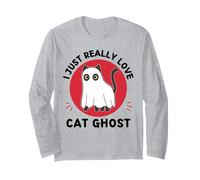 Kawaii Cat Ghost J'aime Vraiment Mignon Cat Ghost Lover Manche Longue